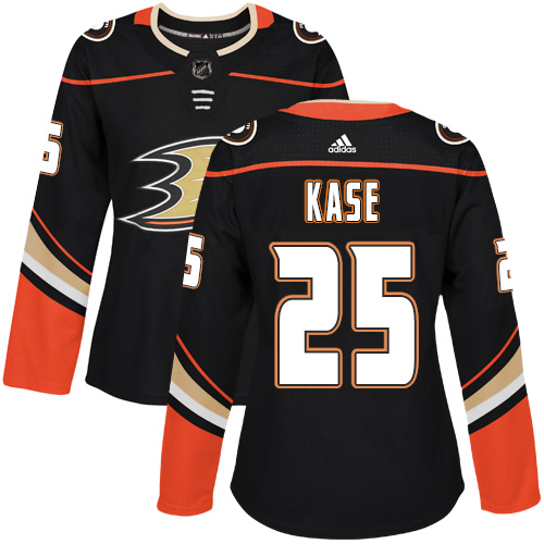 Adidas Anaheim Ducks #25 Ondrej Kase Black Home Authentic Womens Stitched NHL Jersey->women nhl jersey->Women Jersey